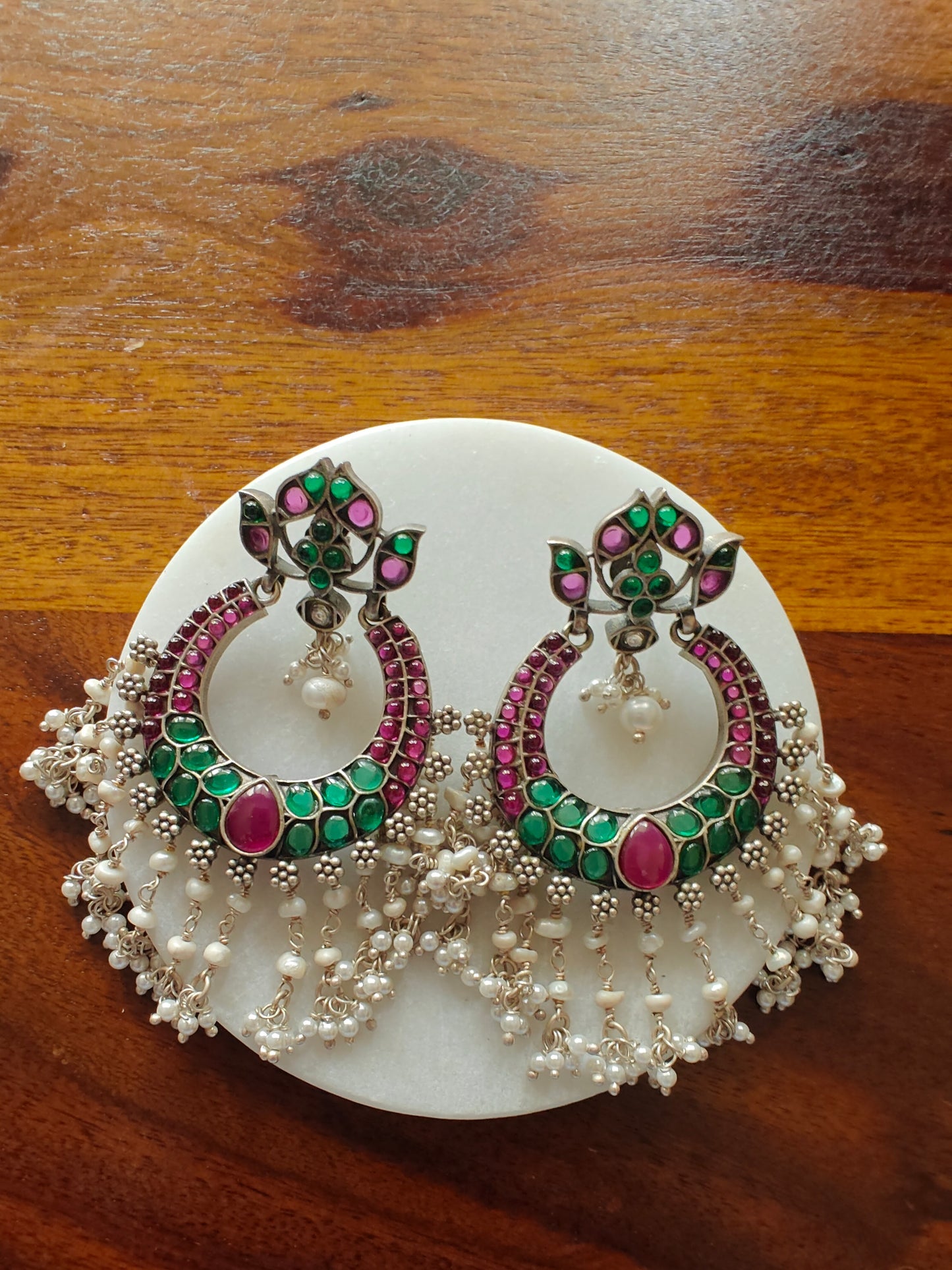 Sristi silver chand bali's (earrings)with stone