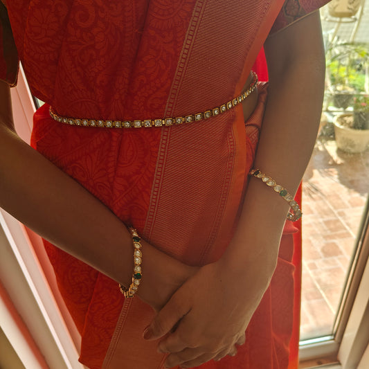 Belt with square pieces with CZ all along