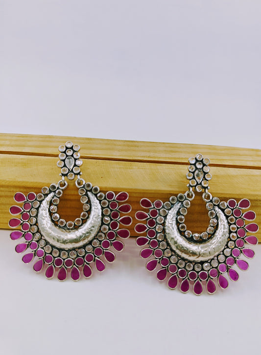 Silver crystal chand balis (earrings)