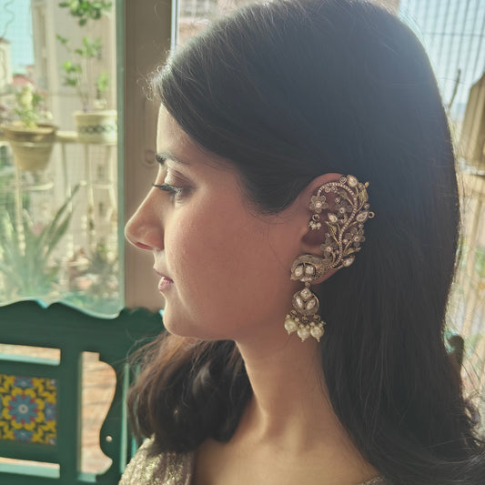 Purnima earcuffs(earrings) with moissanite and stones