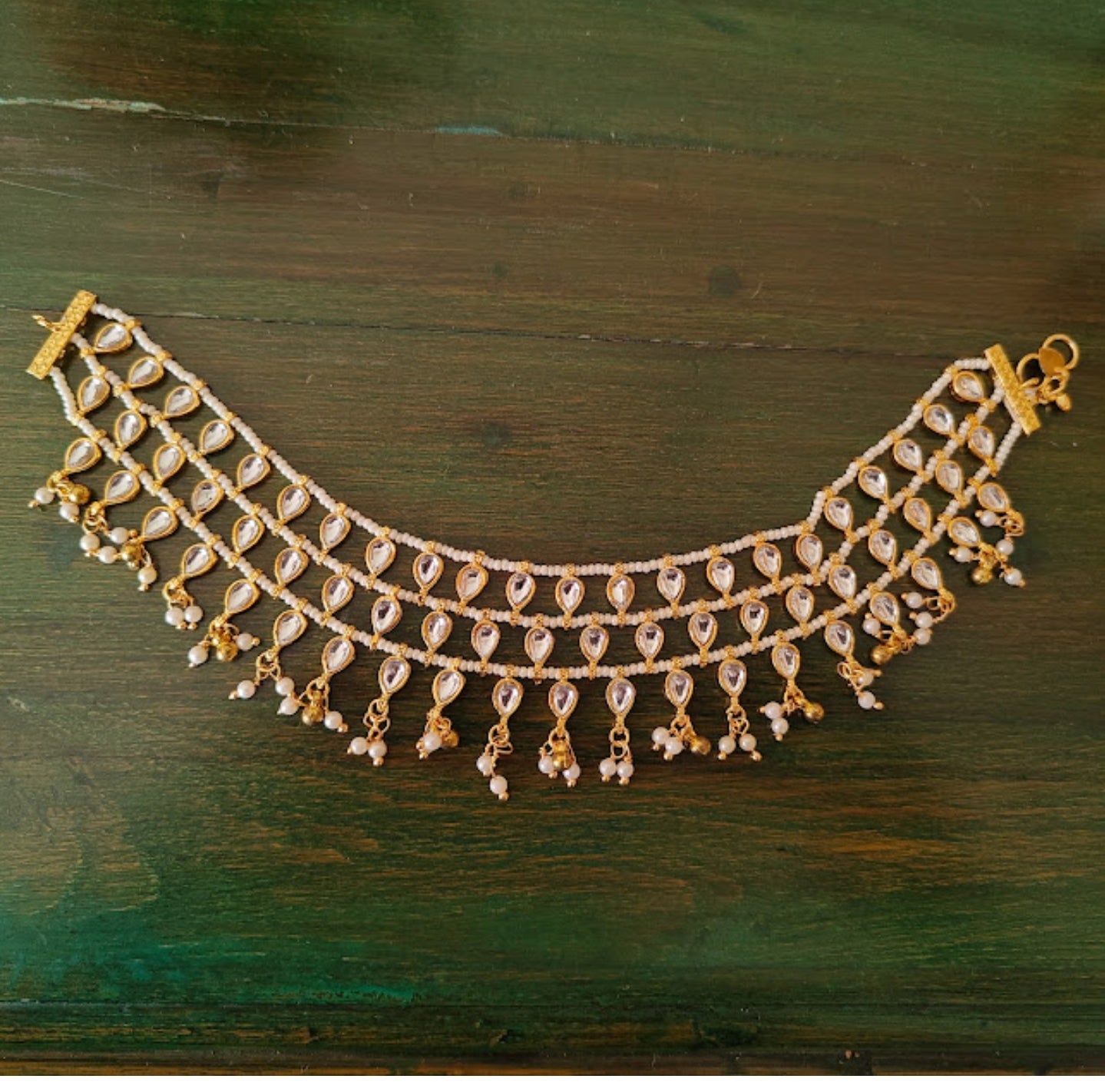 Payals(anklets) with kundan and pearls