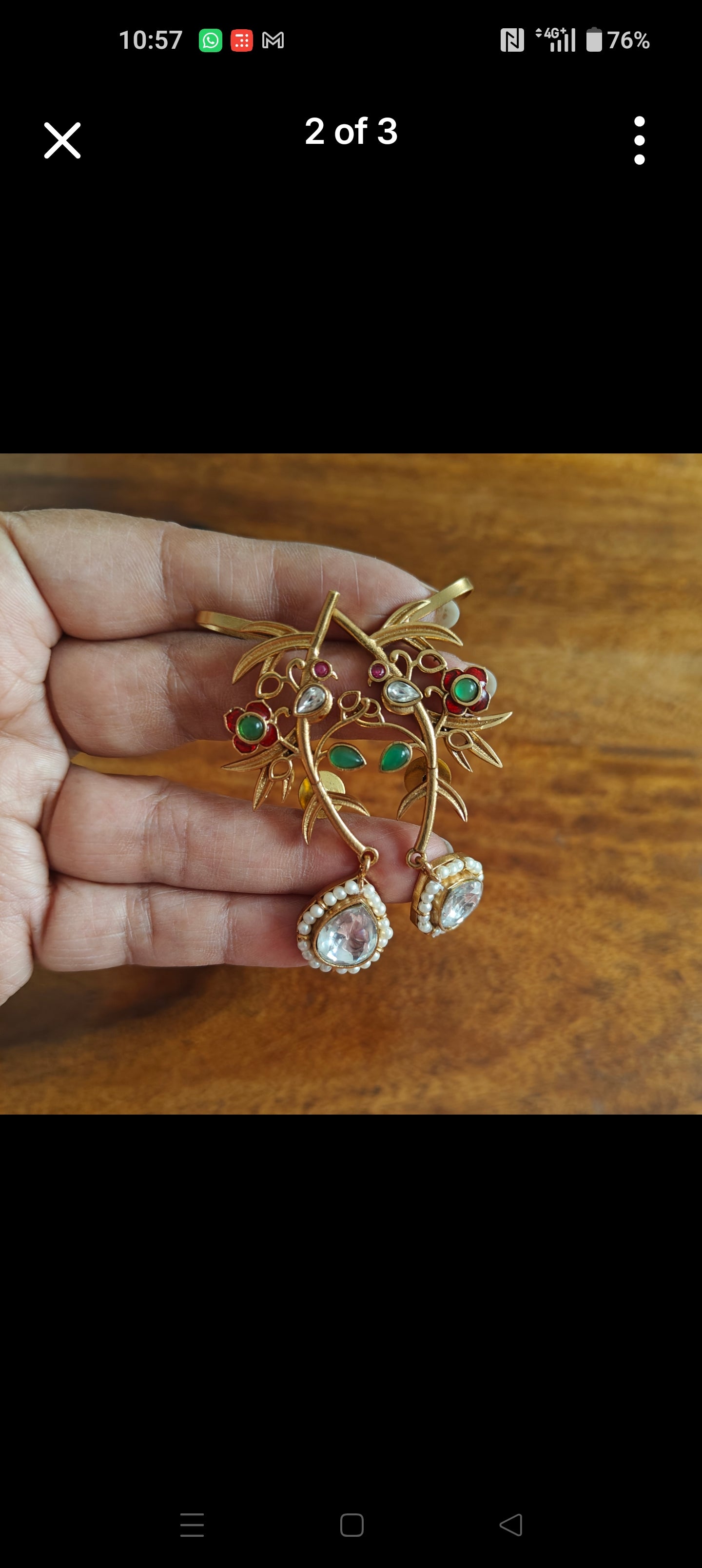 Earcuffs(earrings) with a moissanite drop on a twig earpiece
