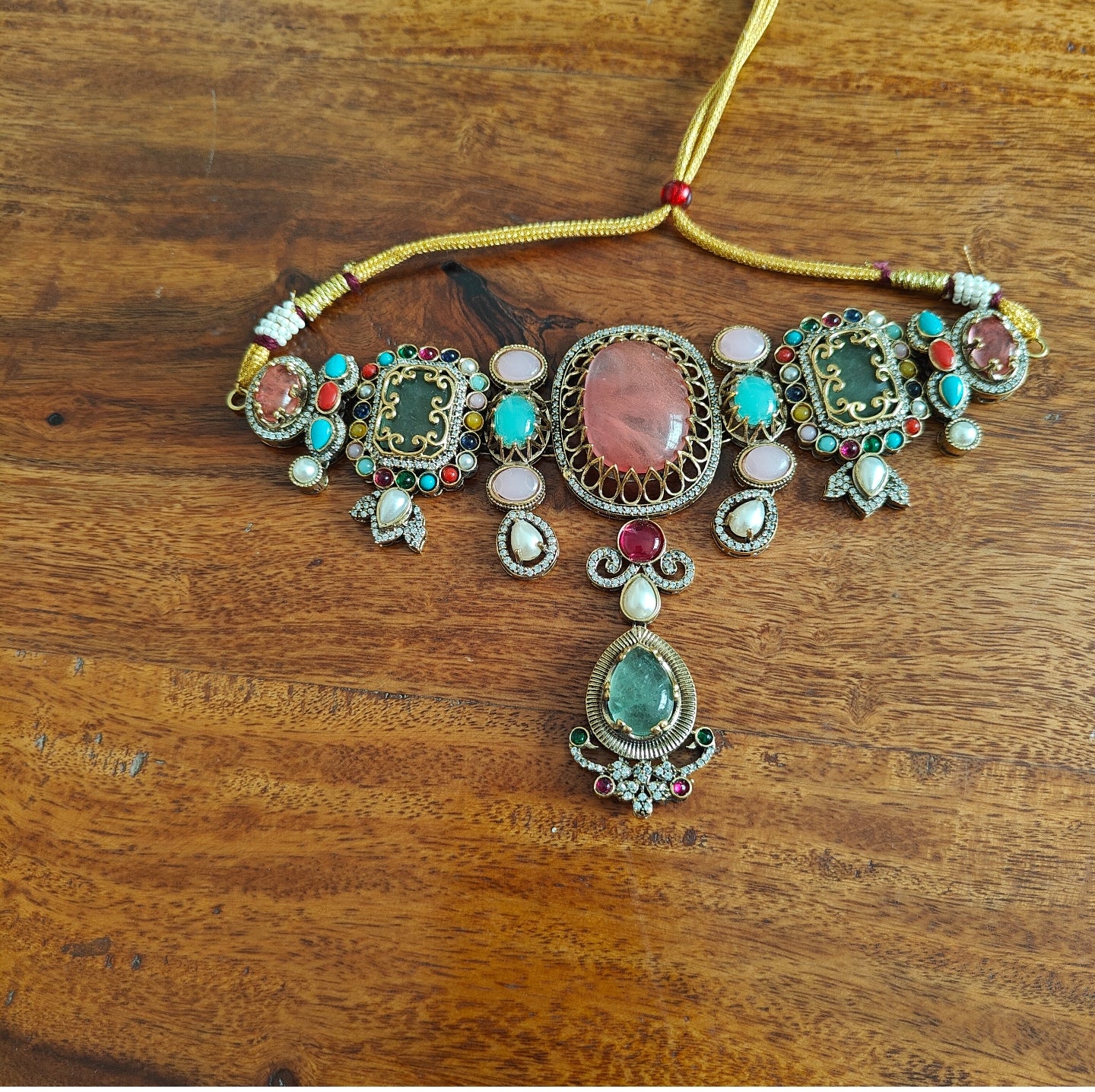 Trusha choker set with big stones and navratan