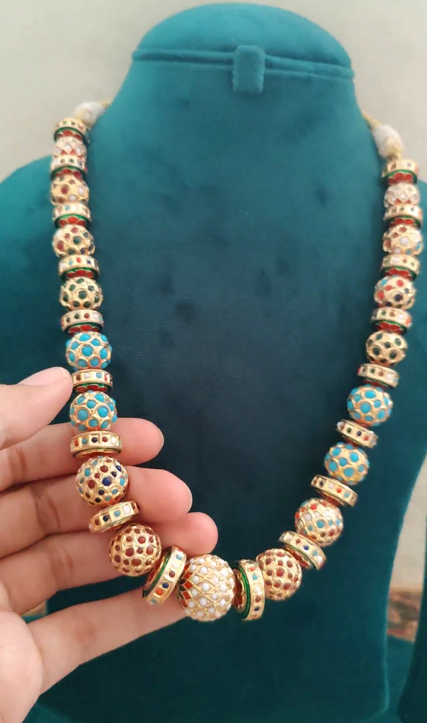 Chandrabali set with different shaped beads