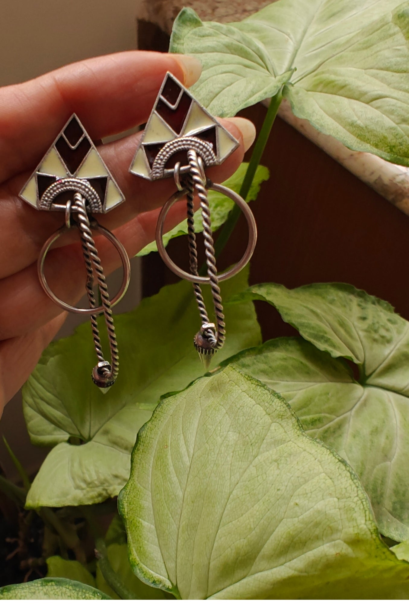 Eclectic earrings with enamel  work