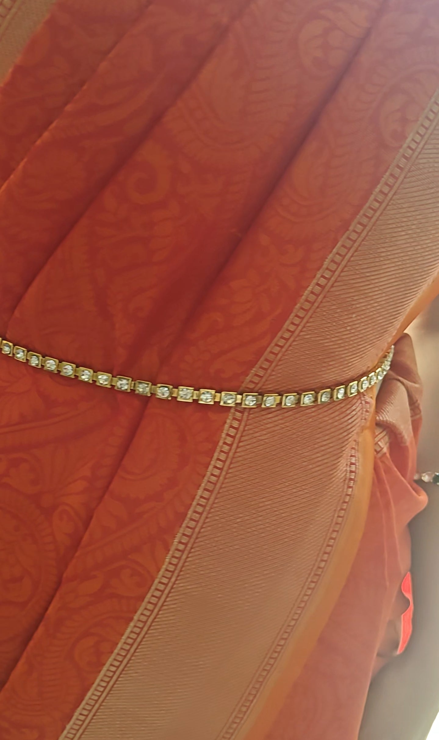 Belt with square pieces with CZ all along
