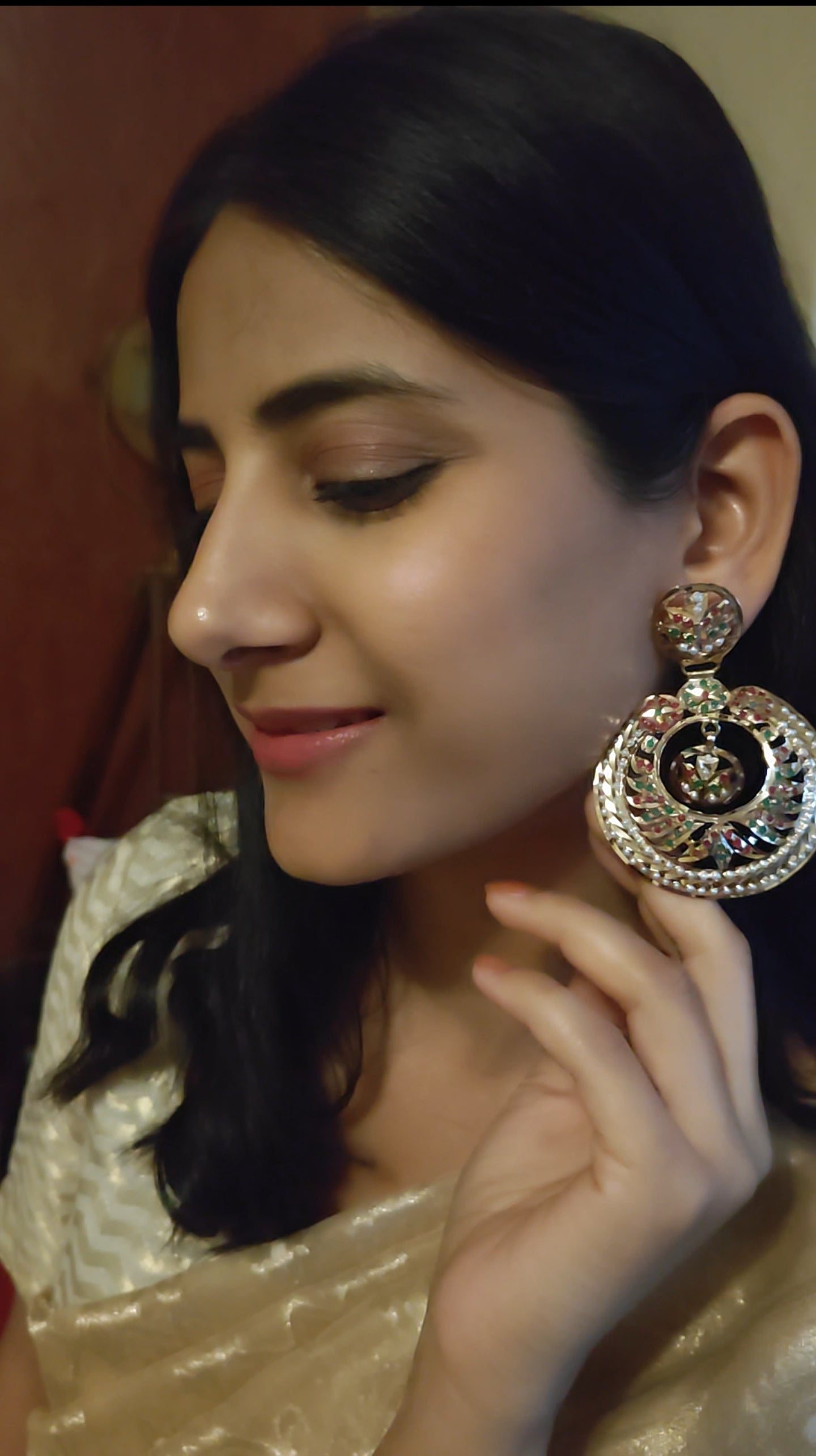 Jadau chandbali's(earrings) with navratan stones