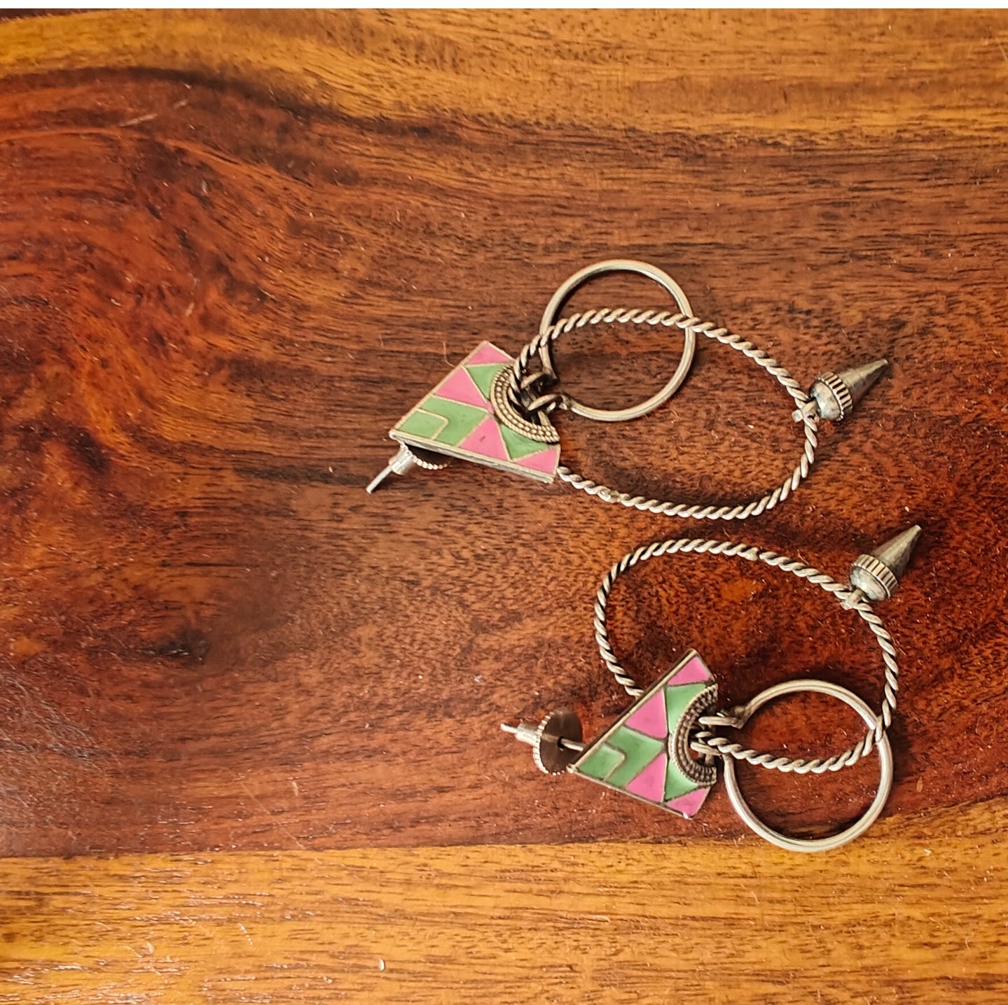 Eclectic earrings with enamel  work