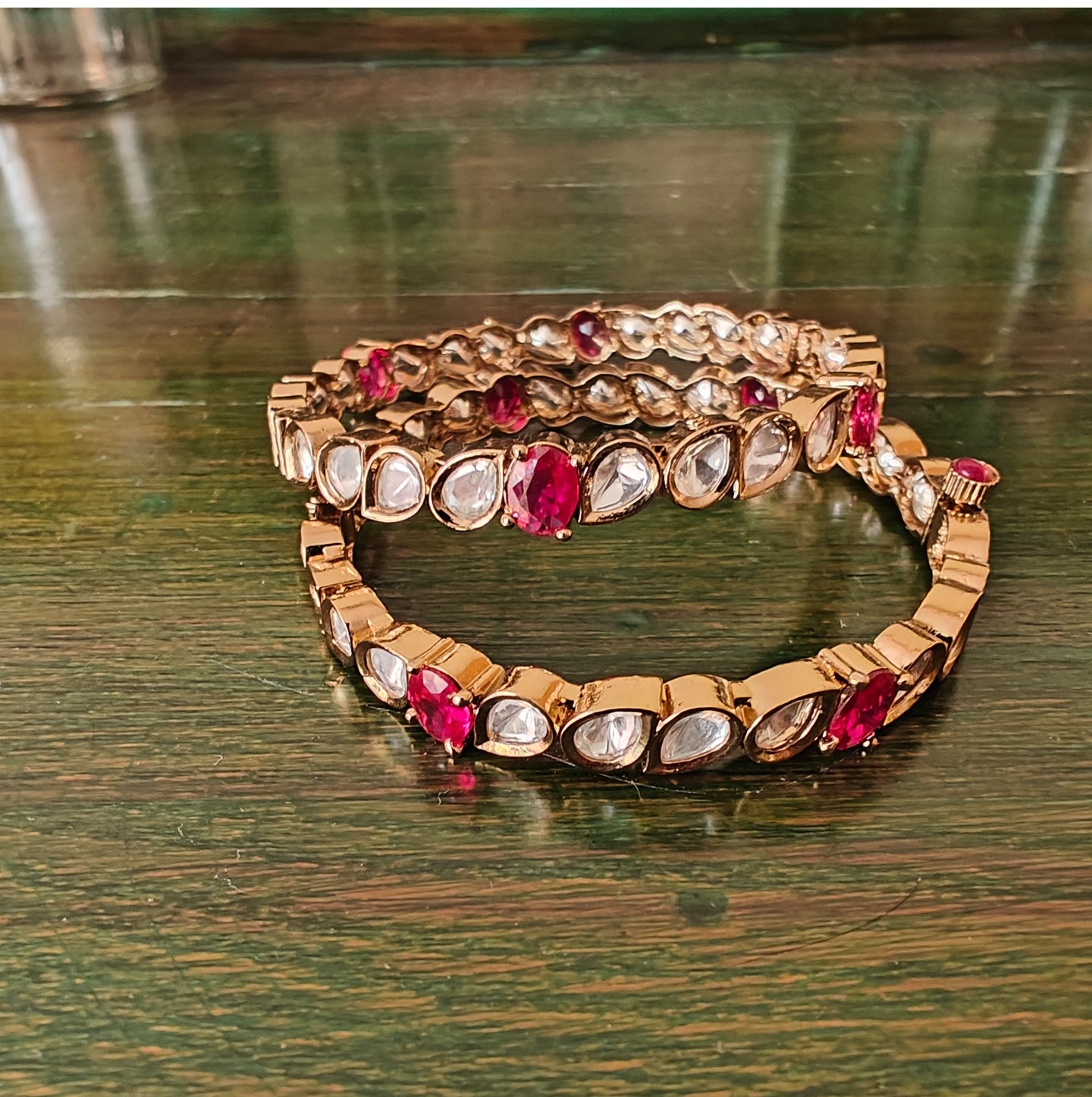 Moissanite and stone  karas/bangles(2pc)