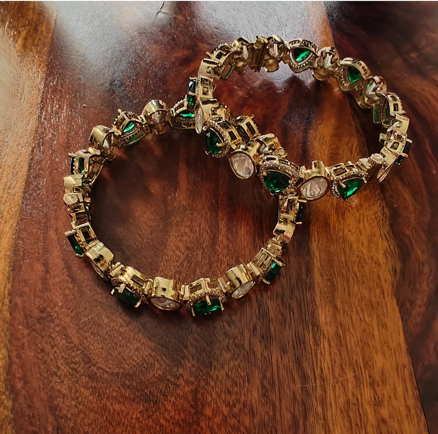 Karas(Bangles)with moissanite pieces alternating with stones(2pc)
