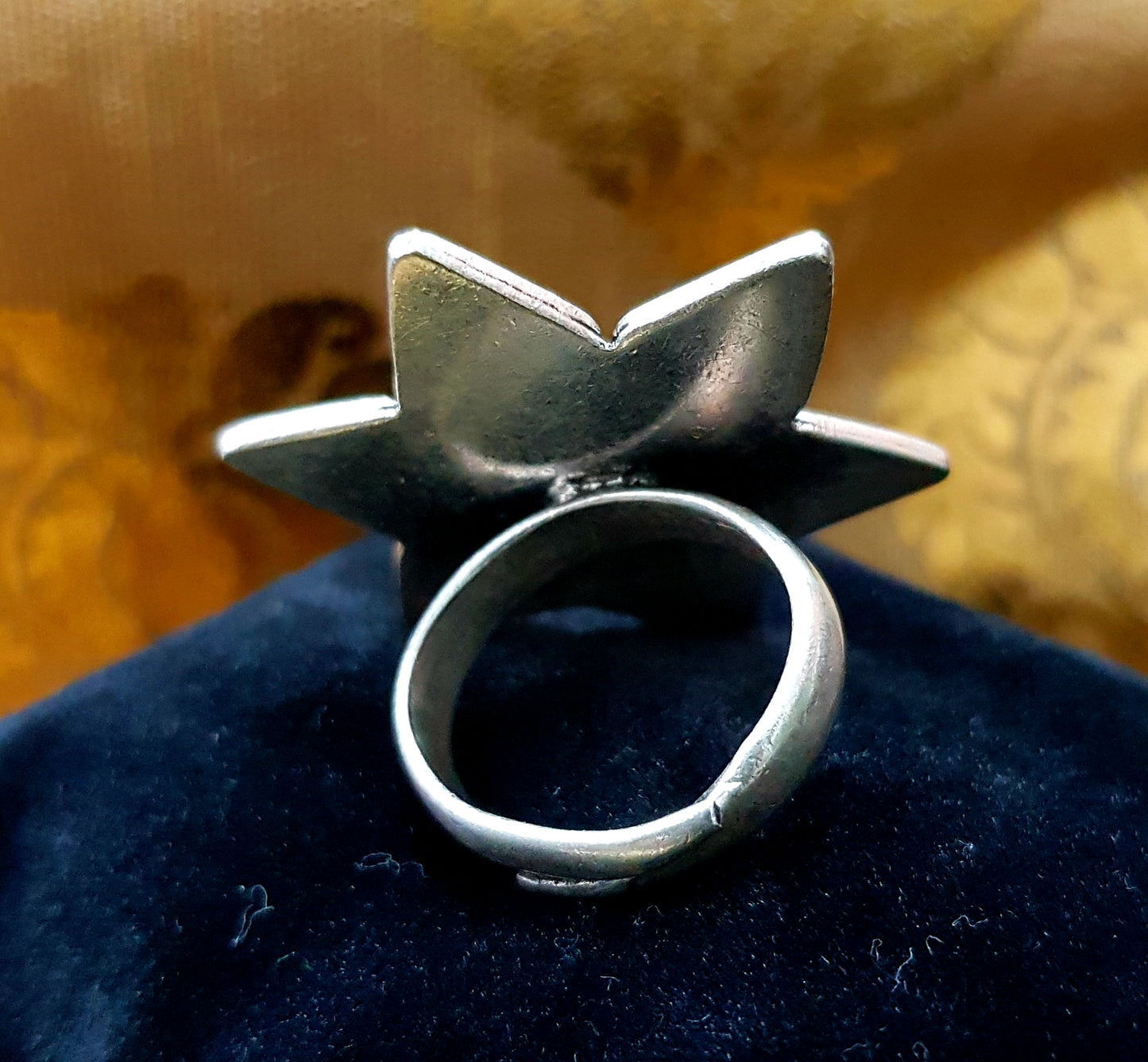 Silver star shaped antique ring