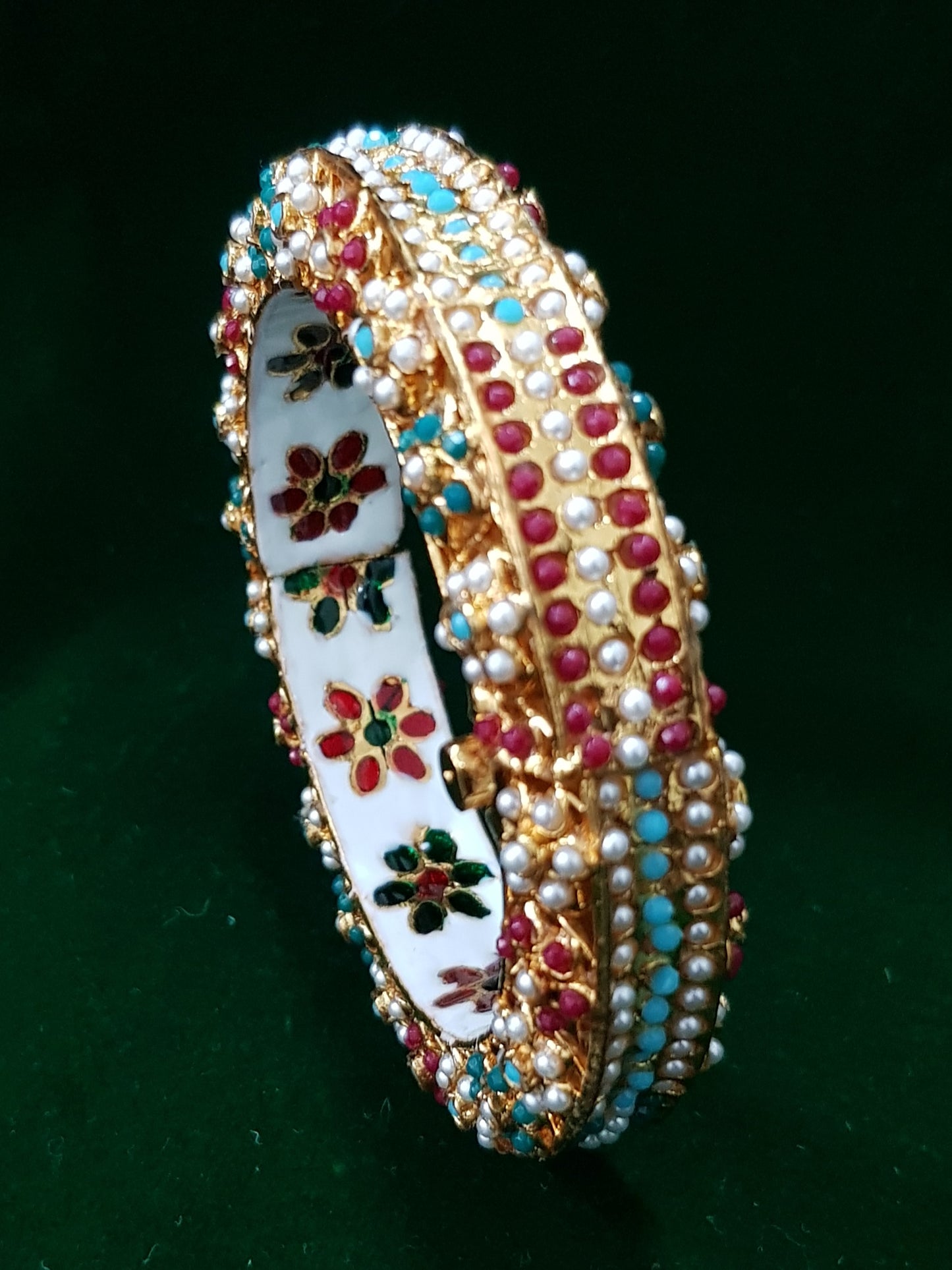 Traditional multicoloured navratan bangle kada