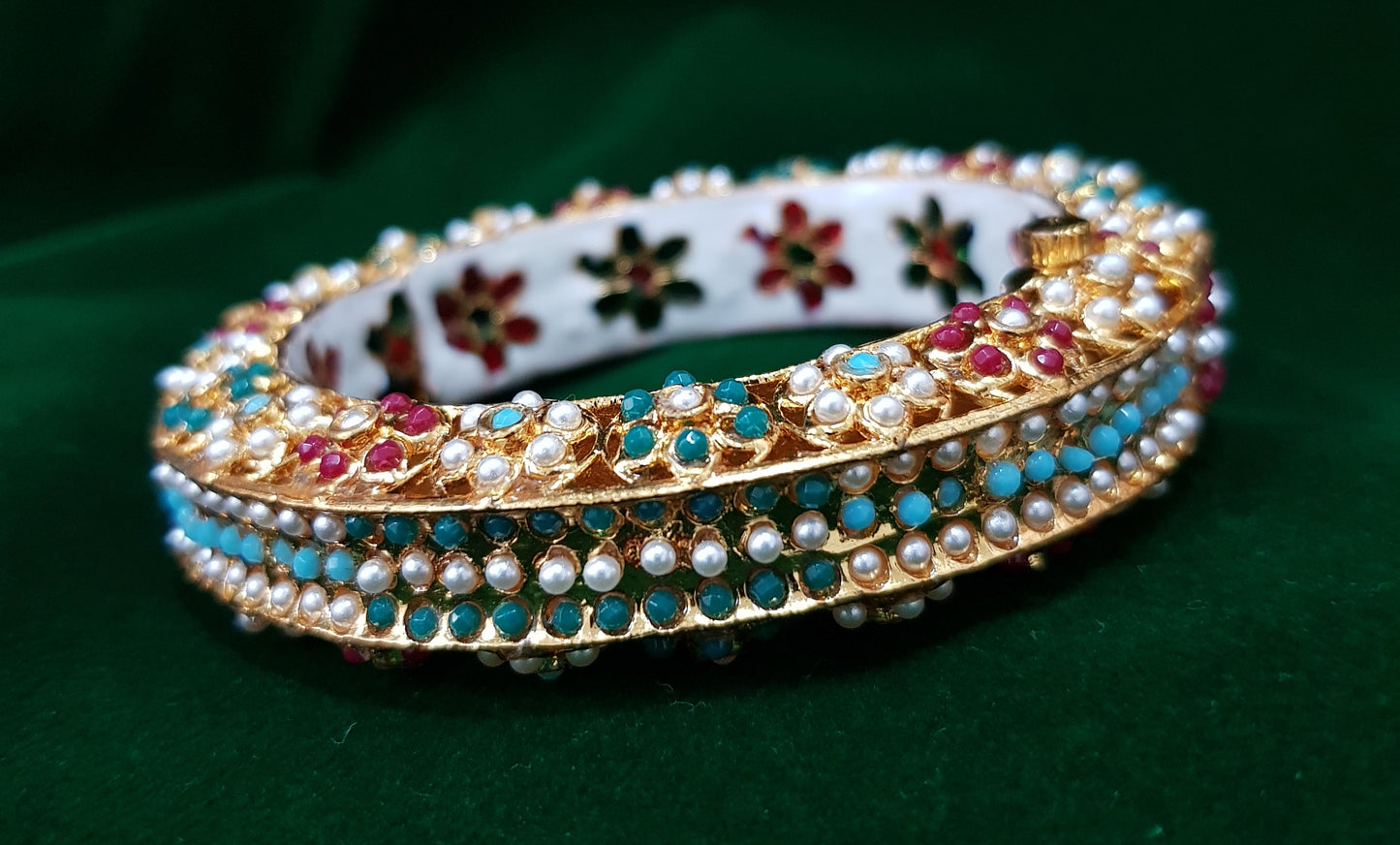 Traditional multicoloured navratan bangle kada