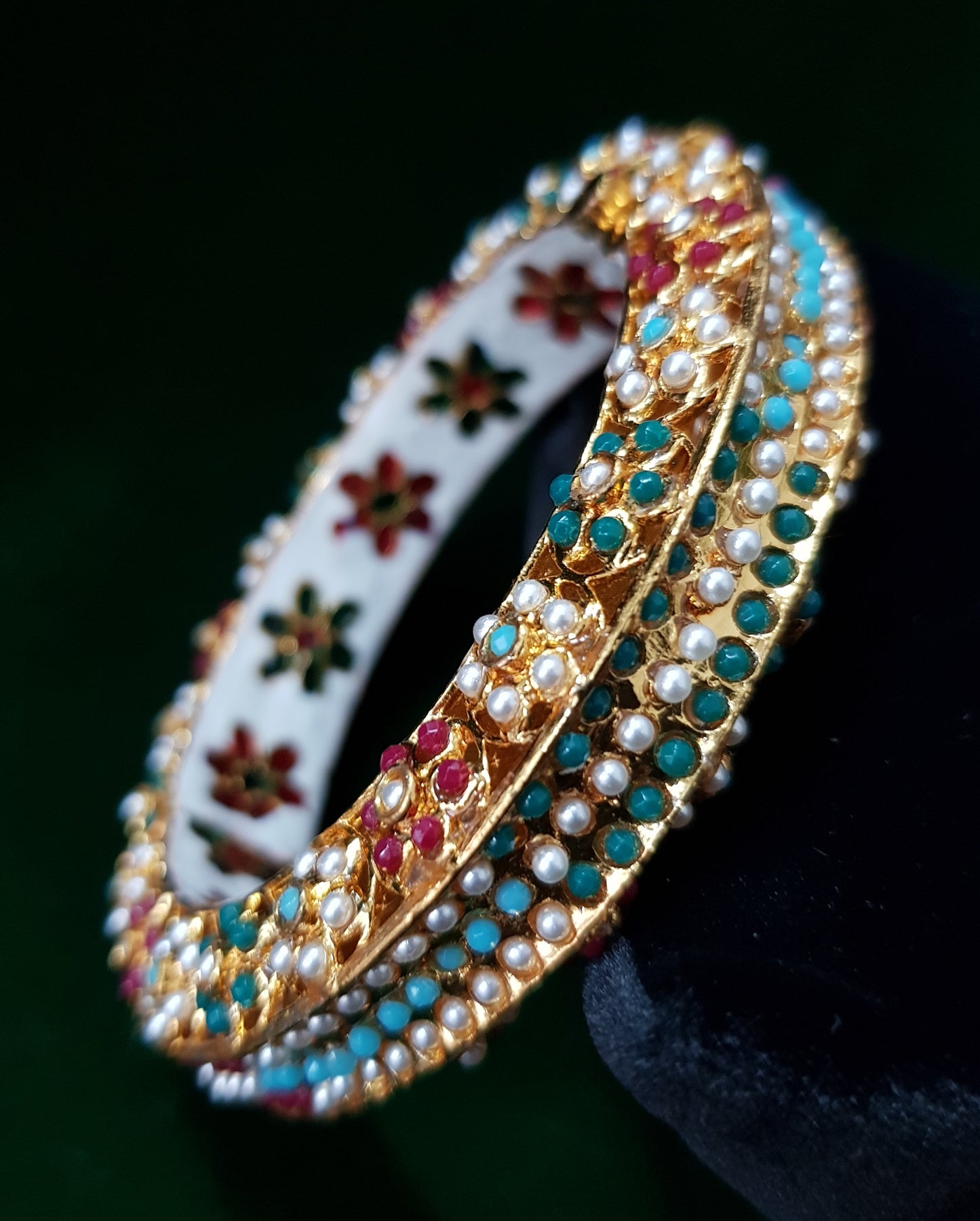 Traditional multicoloured navratan bangle kada