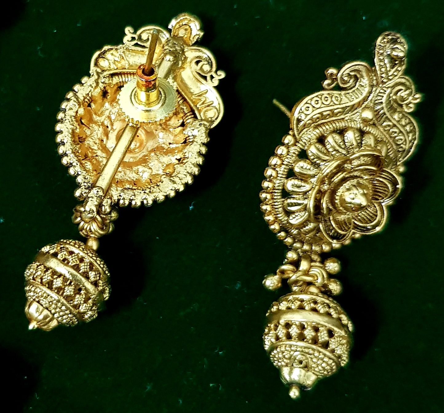 Temple jewelry matar mala with pendant and long earrings