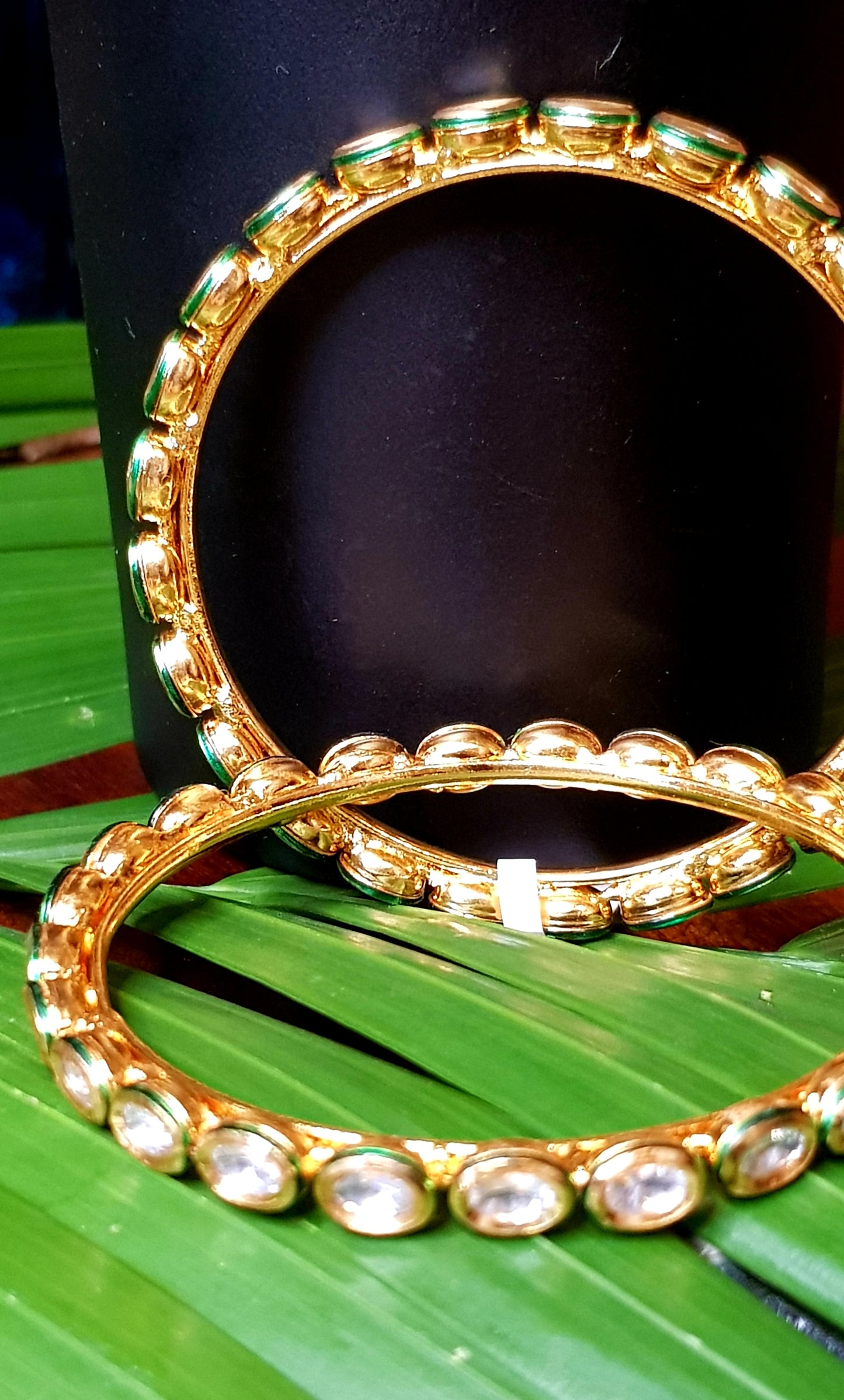 Kundan bangles (2 pc) in gold finish