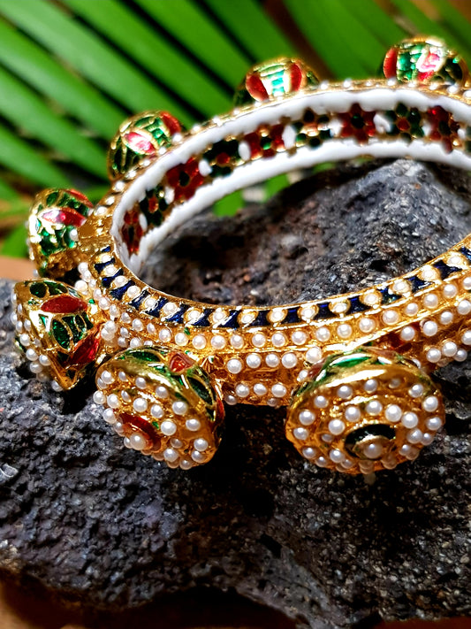 Traditional multicoloured navratan rajwada kada (bangle)