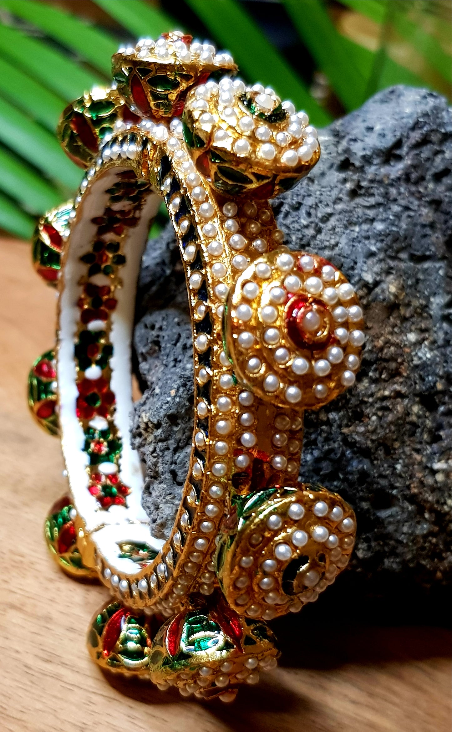 Traditional multicoloured navratan rajwada kada (bangle)