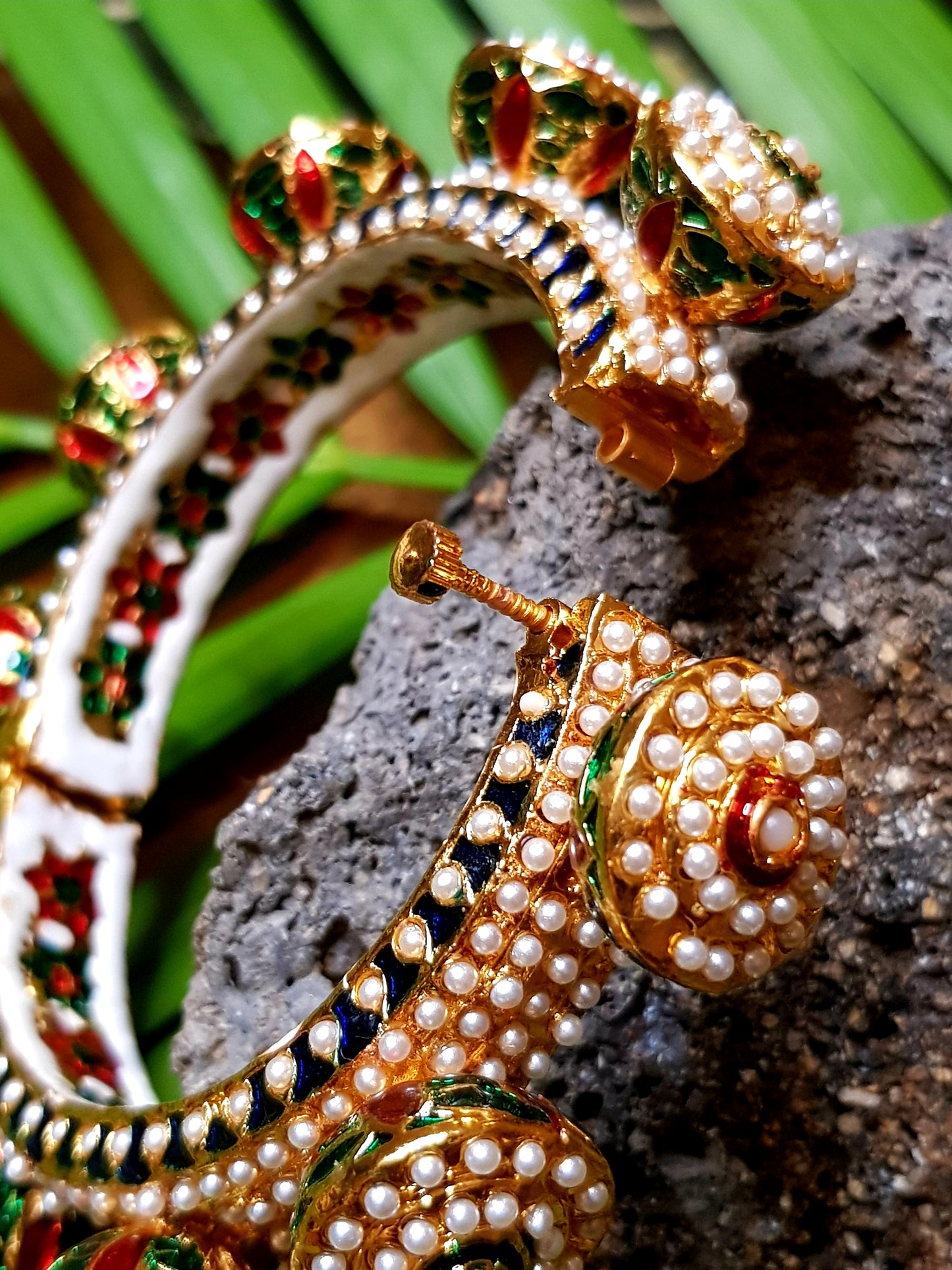 Traditional multicoloured navratan rajwada kada (bangle)