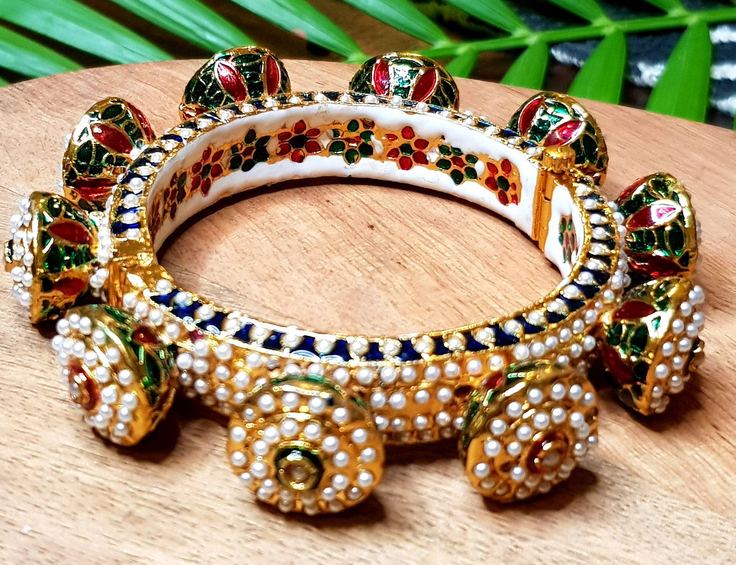 Traditional multicoloured navratan rajwada kada (bangle)