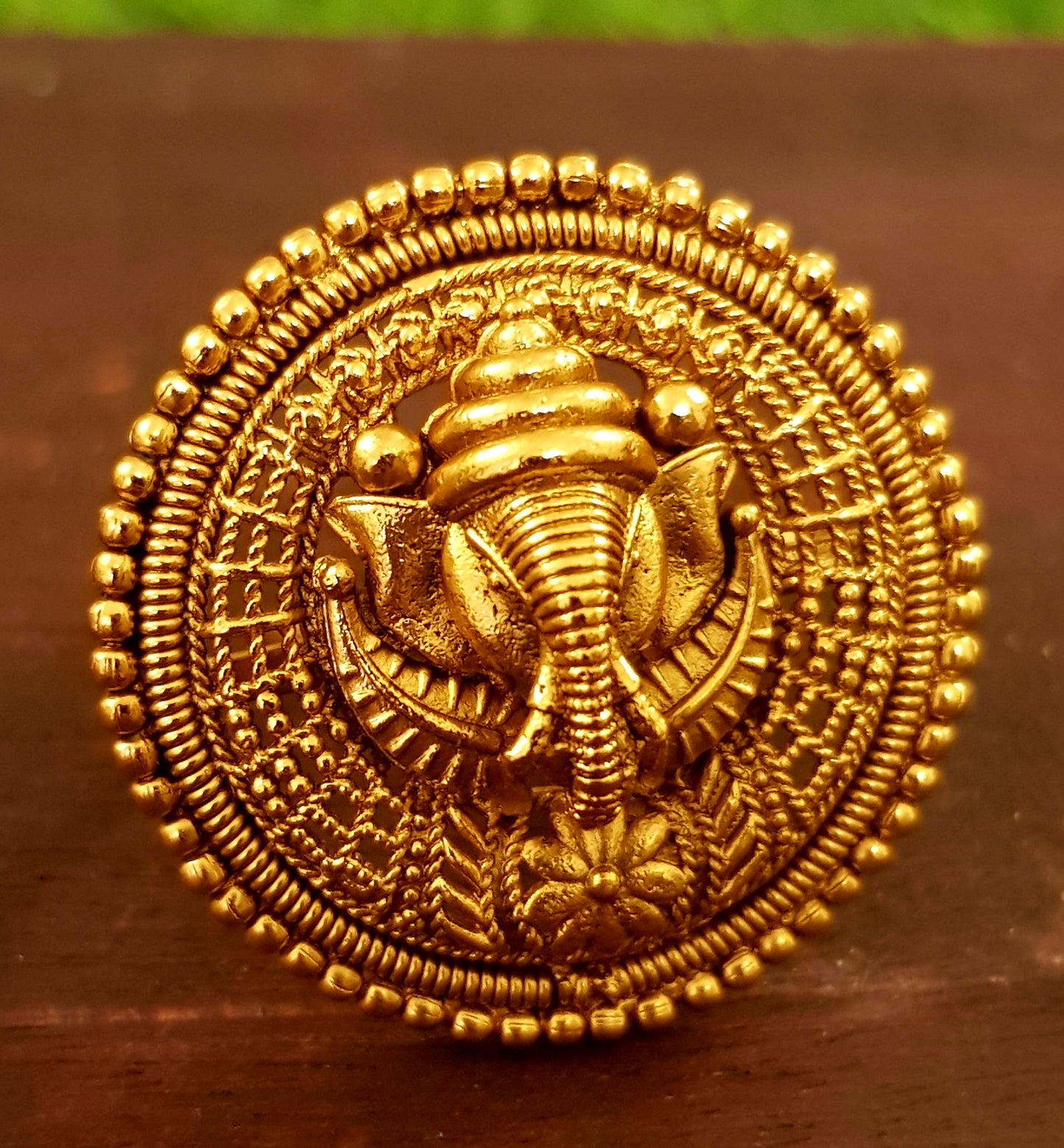 Temple jewelry ring with lord Ganesha motif