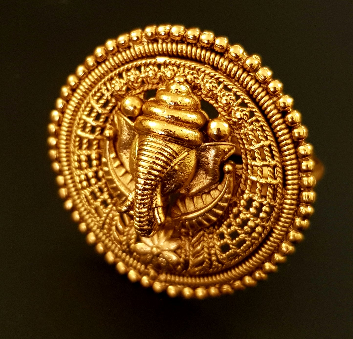 Temple jewelry ring with lord Ganesha motif