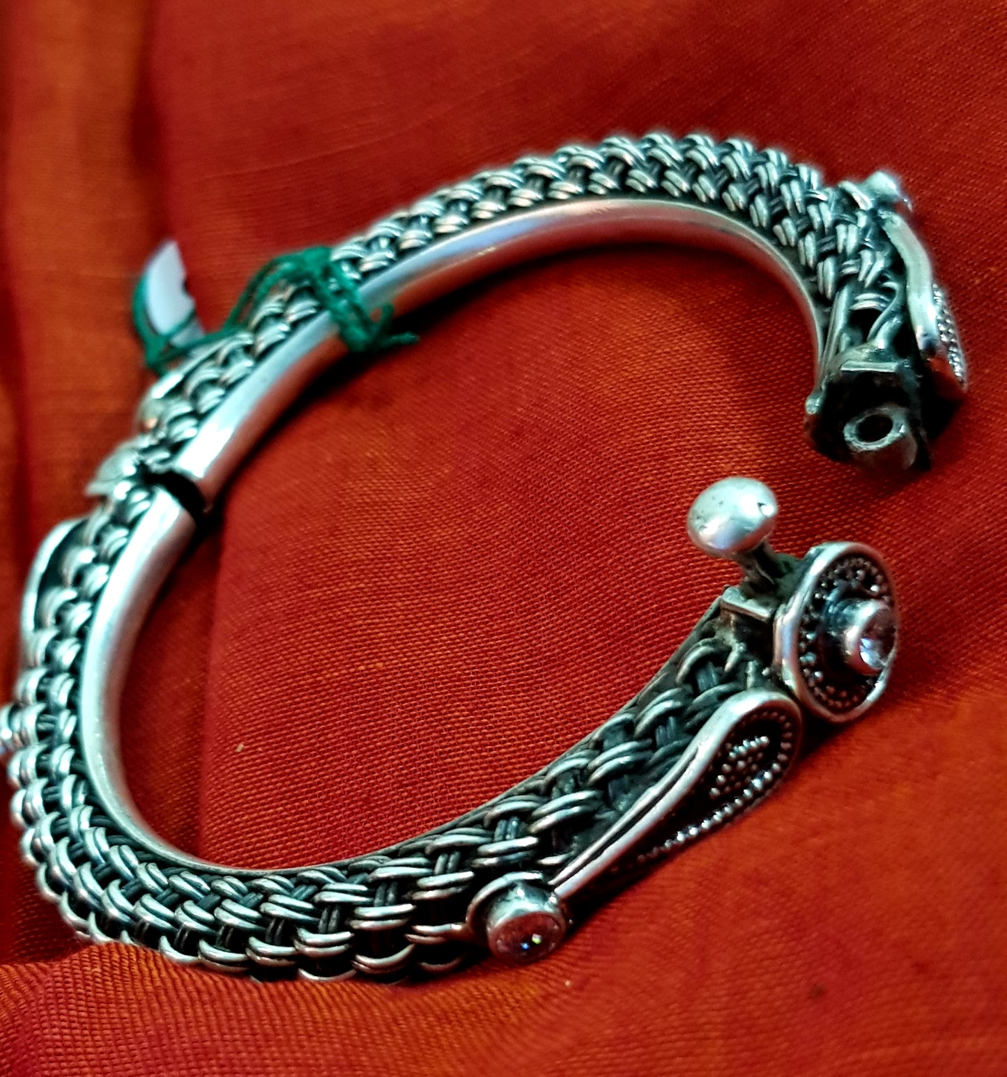 Silver bangle(kara) rope design, 1pc - free size