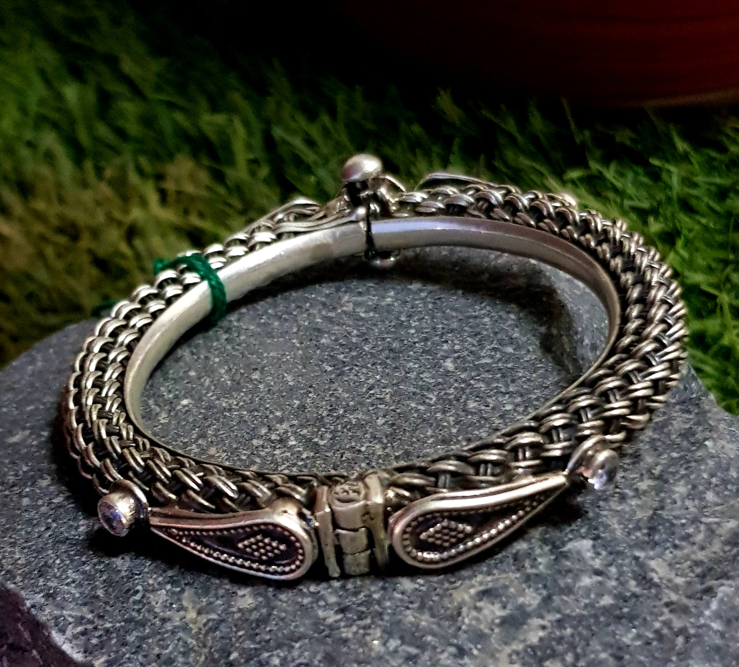 Silver bangle(kara) rope design, 1pc - free size