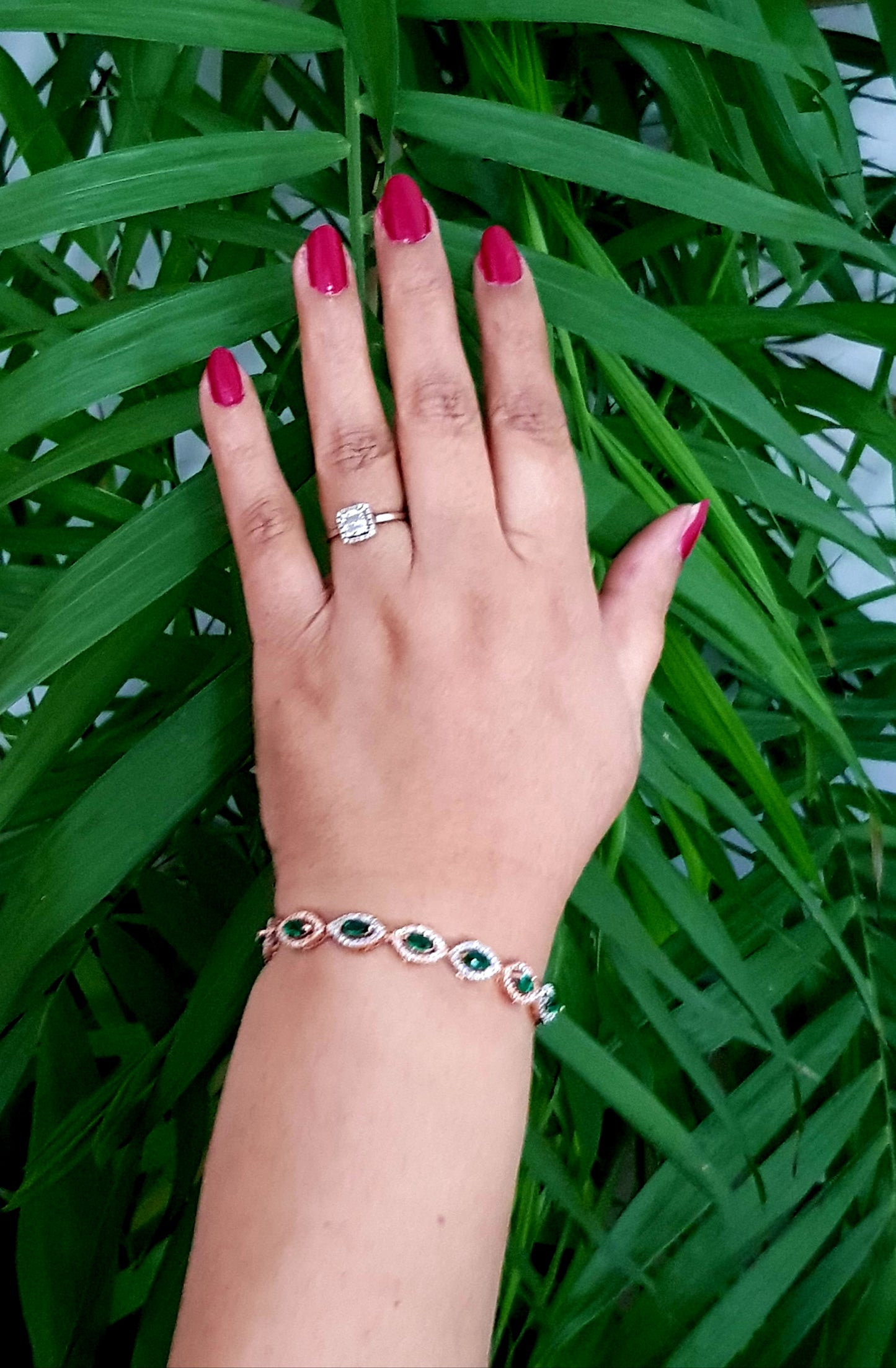 Rose gold finish bracelet with marquise stones