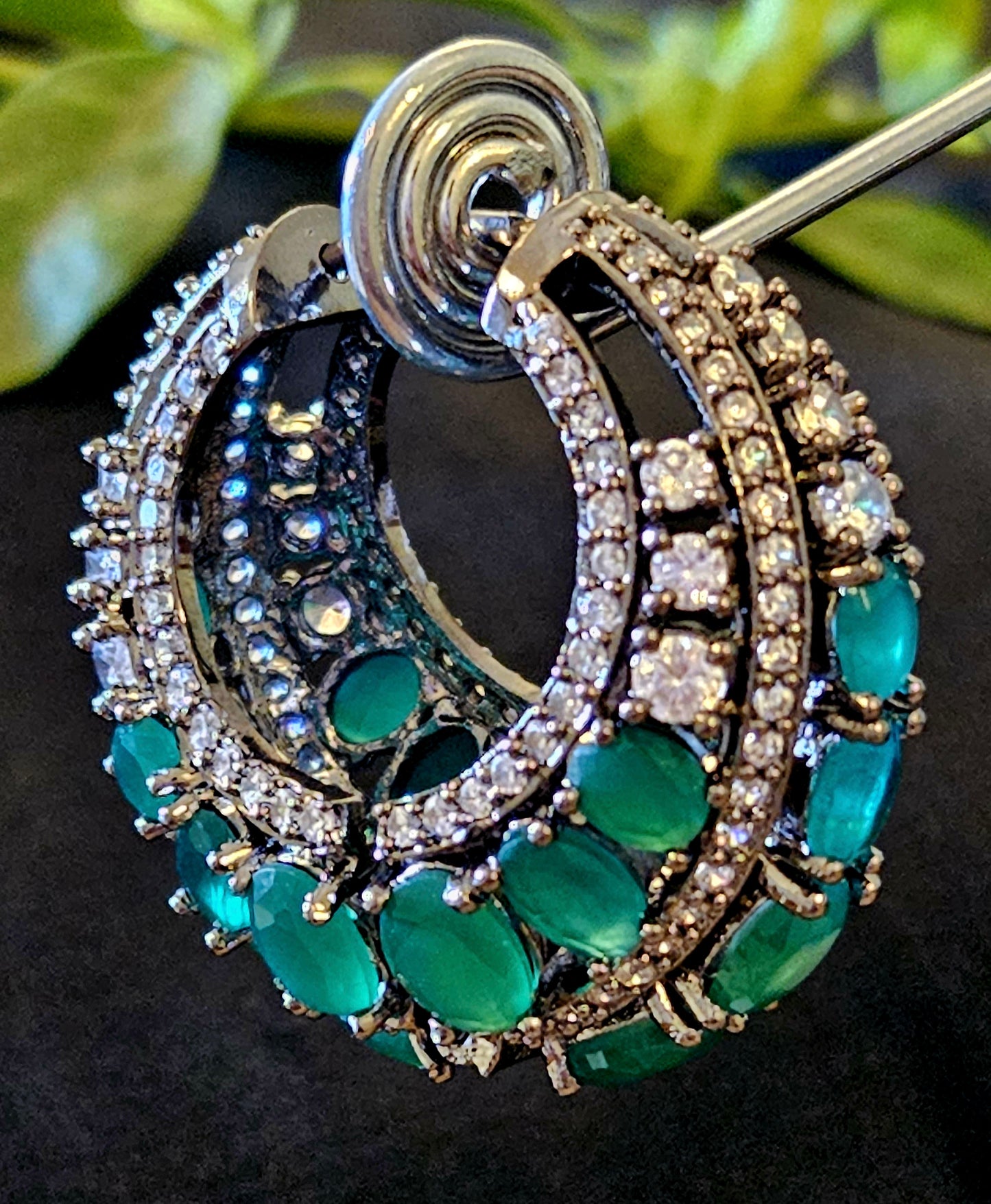 Stone studded hoop earrings