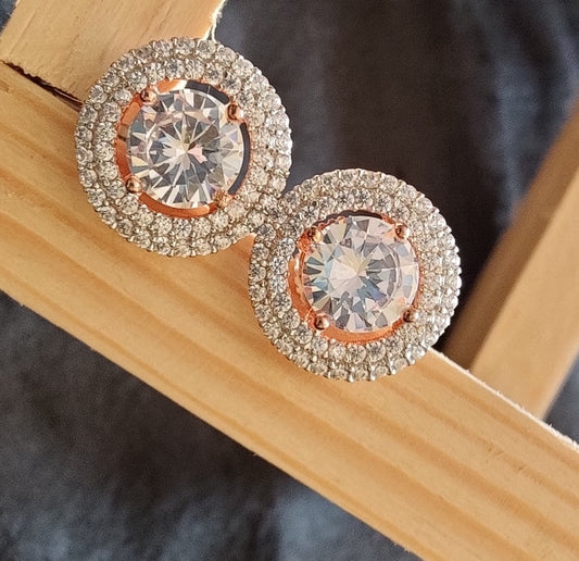 Modular earrings in a double circle design, with 6 center colors