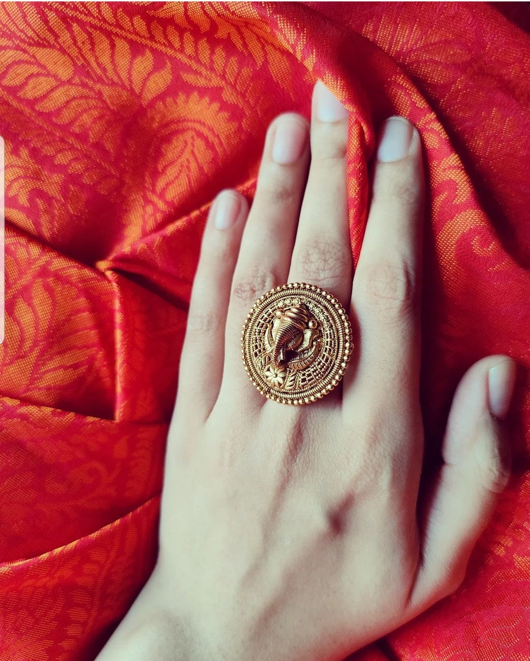 Temple jewelry ring with lord Ganesha motif